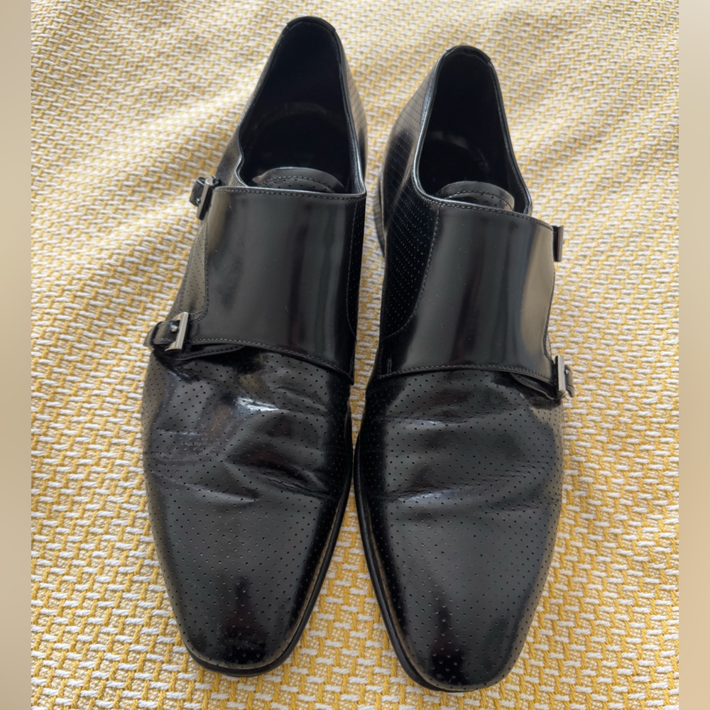 Prada Monk Strap men’s Shoes. US 10. Double Buckle . Perforated Leather EXC.